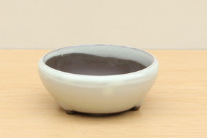 (A) Glazed Round Bonsai Pot - 4" Off White