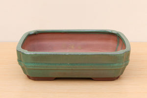 (C) Glazed Rectangular Bonsai Pot - 8" Green