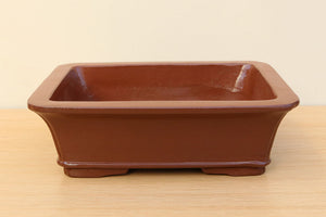 (D) Unglazed Rectangular Bonsai Pot - 10"