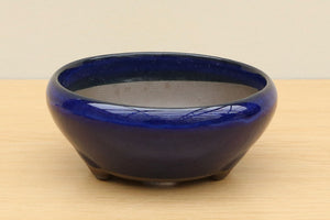 (A) Glazed Round Bonsai Pot - 5" Inky Blue