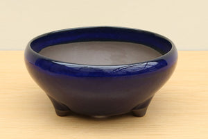 (A) Glazed Round Bonsai Pot - 6" Inky Blue