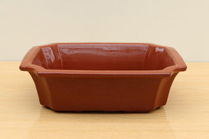 (C) Unglazed Rectangular Bonsai Pot 8 - 8"