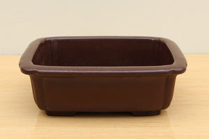 (C) Unglazed Rectangular Bonsai Pot 9 - 8"