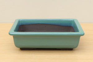 (C) Glazed Rectangular Bonsai Pot - 8" Pastel Green