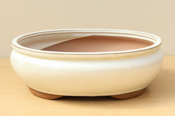 (E) Glazed Oval Lipped Bonsai Pot - 12