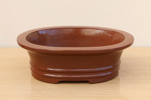 (C) Unglazed Oval Bonsai Pot - 8"