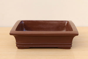 (C) Unglazed Rectangular Bonsai Pot 2 - 8"