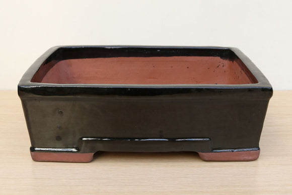 (E) Glazed Rectangular Bonsai Pot - 12
