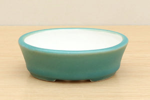 (A) High-quality Glazed Oval Bonsai Pot - 5" Turquoise