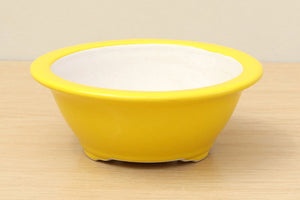 (A) High-quality Glazed Round Bonsai Pot - 5" Yellow