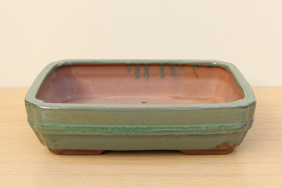 (D) Glazed Rectangular Bonsai Pot - 10