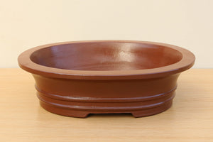 (D) Unglazed Oval Bonsai Pot - 10"