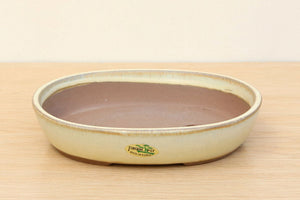 (B) Tongrae Glazed Oval Bonsai Pot - 6" Beige