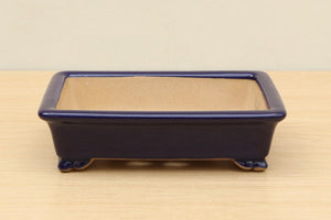 (B) High-quality Glazed Rectangular Bonsai Pot - 6" Deep Blue