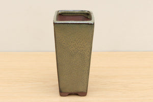 (A) Glazed Square Cascade Bonsai Pot - 3" Mottled Green