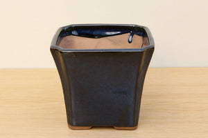 (A) Glazed Square Cascade Bonsai Pot - 5" Deep Blue