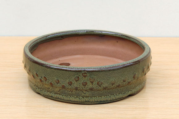 (B) Glazed Round Bonsai Drum Pot - 6