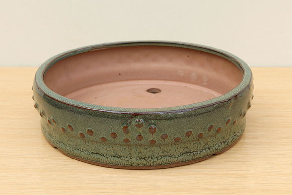 (C) Glazed Round Bonsai Drum Pot - 8